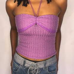 Purple knit halter top